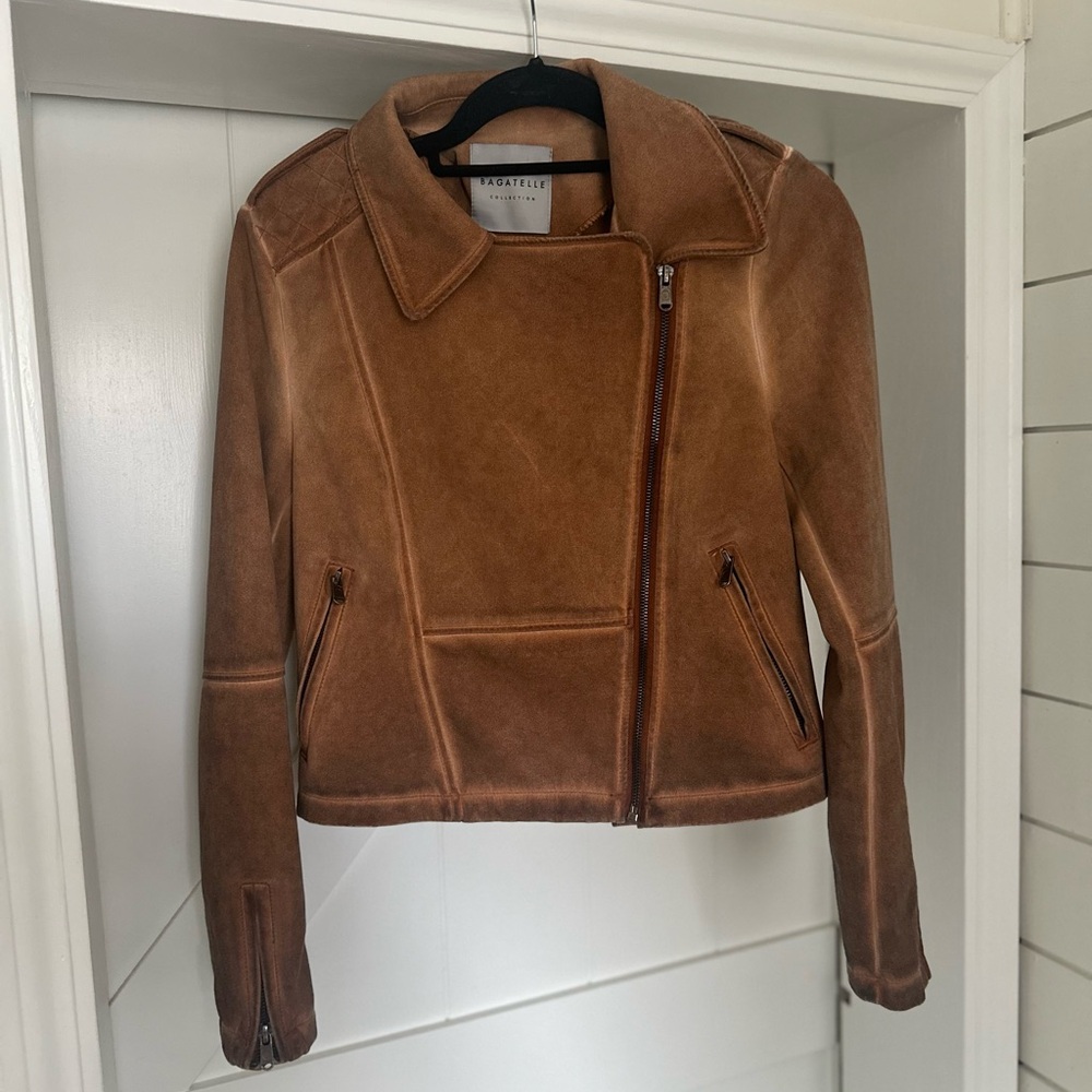 Bagatelle Tan sude feel Jacket size small chest 34” L 22